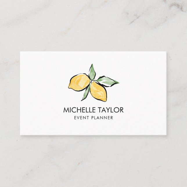 Lemon Summer Tropical Citrus Modern Girly Event Business Card (Front)