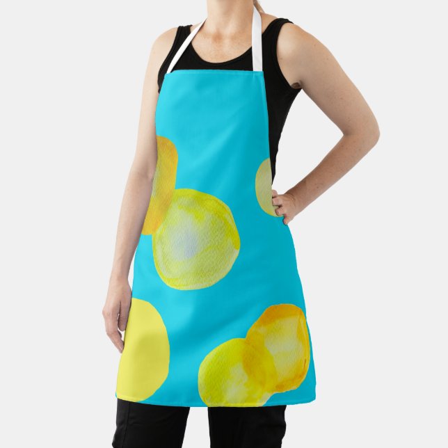 Lemon sun yellow circle art apron (Insitu)