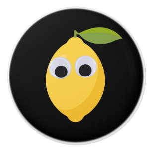 Lemon, sweet fruit with googly eyes ceramic knob