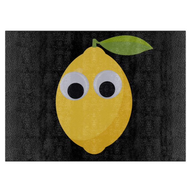 Lemon, sweet fruit with googly eyes cutting board (Front)