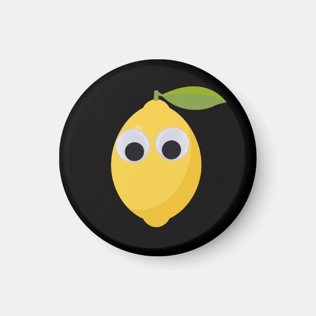 Lemon, sweet fruit with googly eyes magnet (Front)