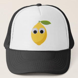 Lemon, sweet fruit with googly eyes trucker hat