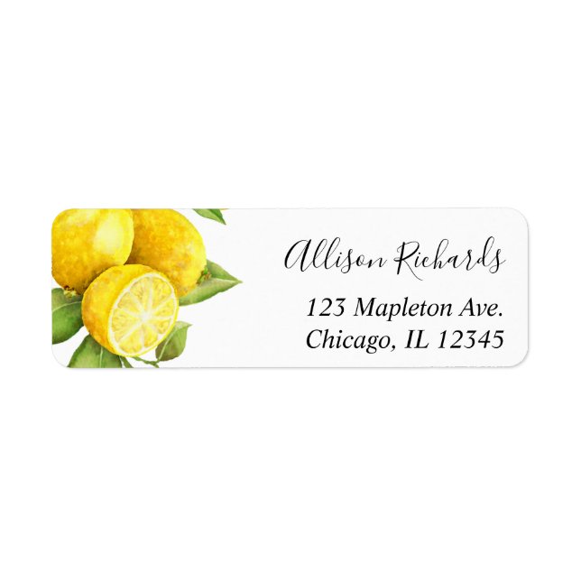 Lemon sweet lemons green yellow return address label (Front)