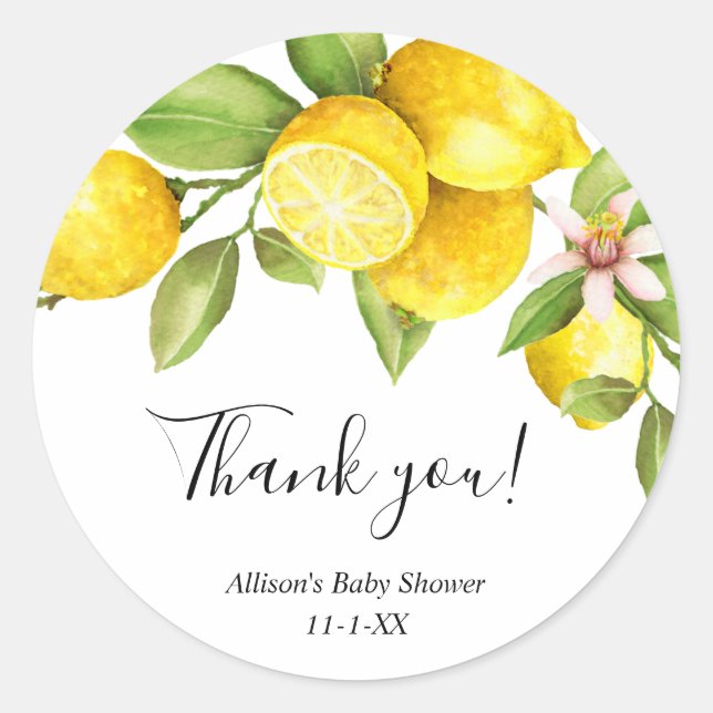 Lemon sweet lemons yellow green summer spring classic round sticker (Front)