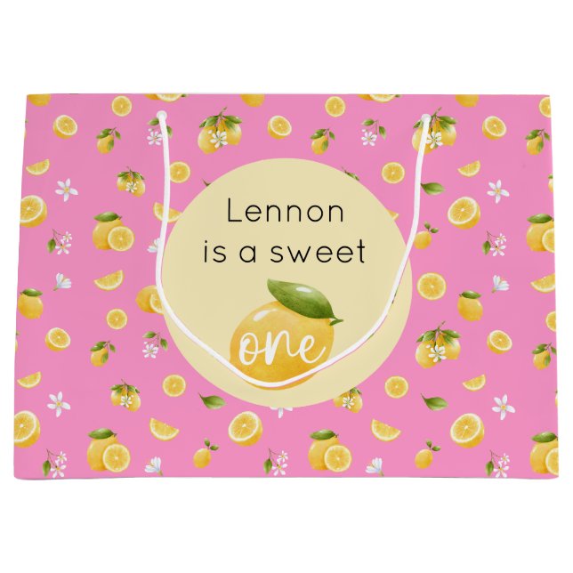 Lemon Sweet One 1st Birthday Large Gift Bag (Front)