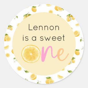 Lemon Sweet One Birthday Classic Round Sticker