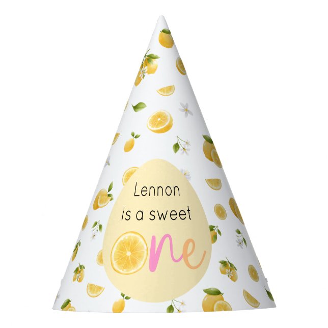 Lemon Sweet One Birthday Party Hat (Front)