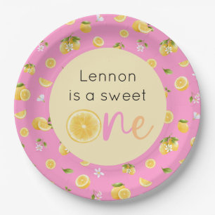 Lemon Sweet One Birthday Party Paper Plate