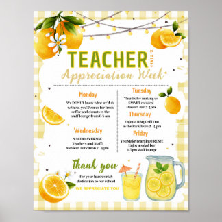 Lemon Teacher Appreciation Week Itinerary Poster