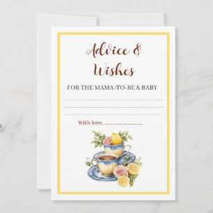 Lemon Teacup Baby Shower Advice and Wishes Card