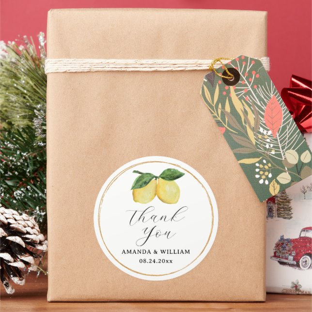 Lemon Thank You Classic Round Sticker (Holiday)