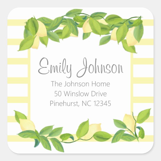 Lemon Theme Bridal Shower Address Label (Front)