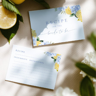 Lemon Theme Bridal Shower Recipe Request Enclosure Card