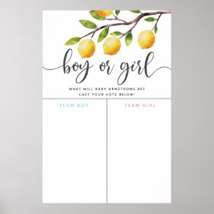 Lemon Theme Gender Reveal Voting Sign