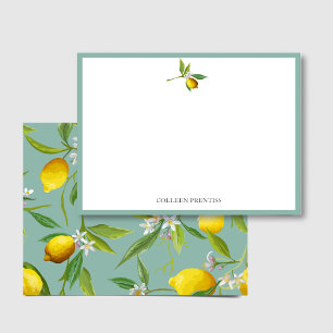 Lemon Theme Personalised Flat Note Card
