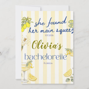 lemon theme she found her main squeeze yellow  invitation