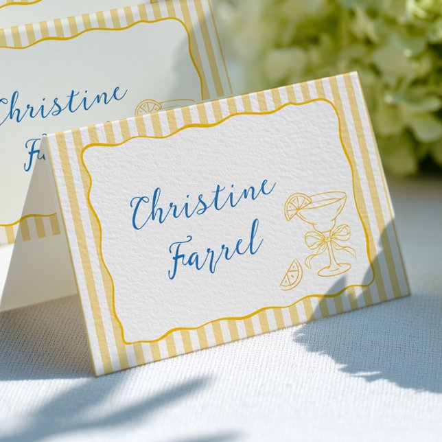 Lemon Theme Yellow Stripes Place Cards (Creator Uploaded)