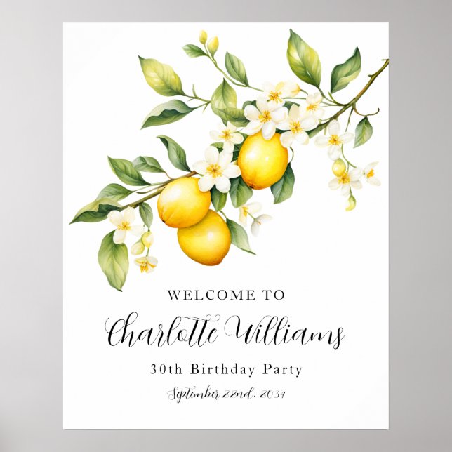 Lemon Themed 30th Birthday Party Welcome Poster (Front)
