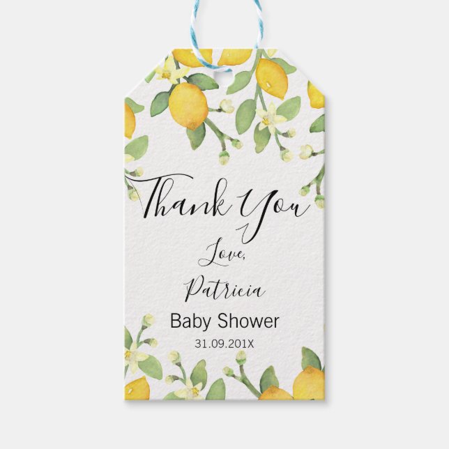 Lemon Themed Baby Shower Favor tag (Front)