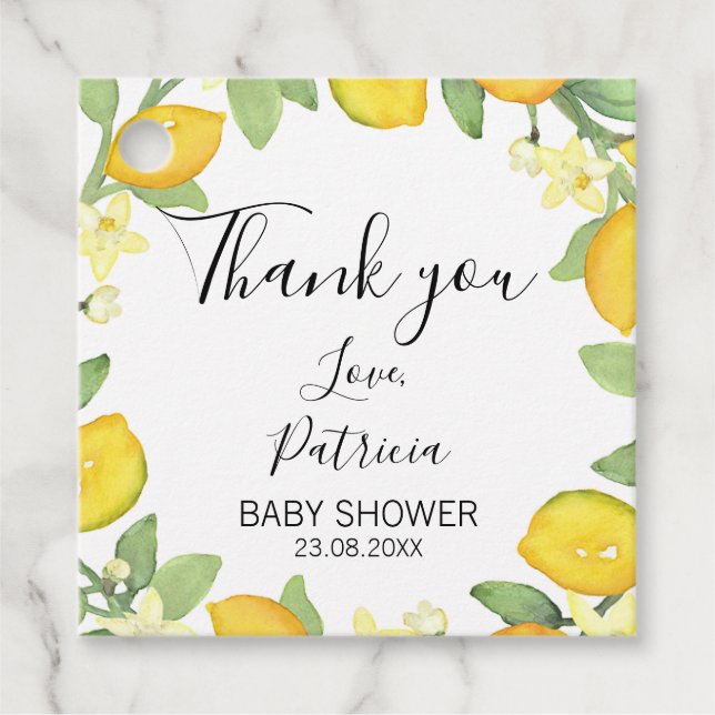 Lemon Themed Baby Shower Favor Tag (Front)