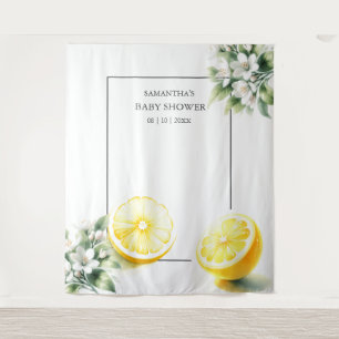 Lemon Themed Baby Shower Photo Backdrop Tapestry