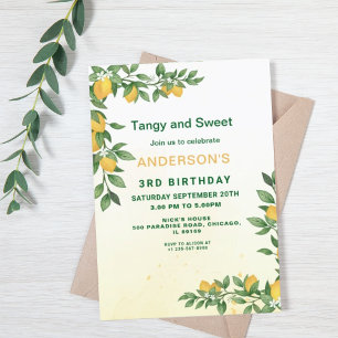 Lemon Themed Birthday Invitation - Party Invite