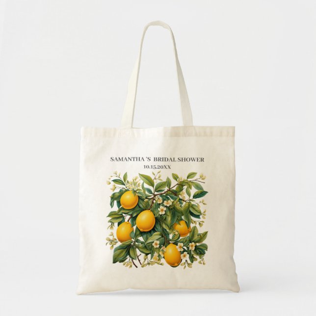 Lemon Themed Bridal Shower favours Tote Bag (Front)