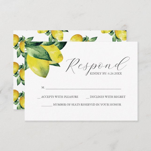 Lemon Themed Bridal Shower RSVP Card (Front/Back)