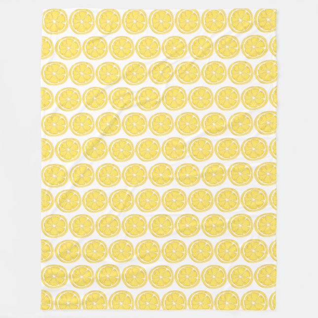 Lemon Themed Fleece Throw Blanket (Front)
