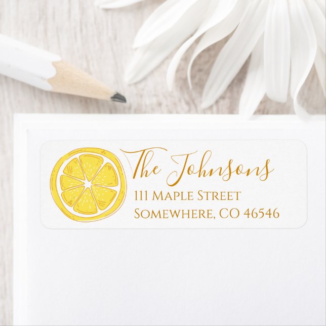 Lemon Themed Personalised Address Labels (Insitu)
