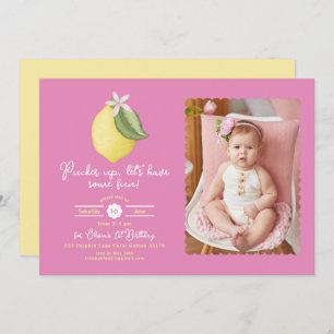 Lemon Themed Photo Birthday Party Invitation