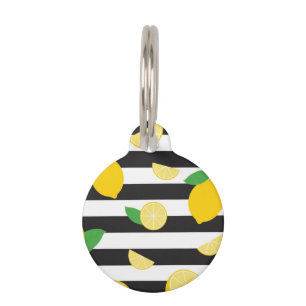 Lemon Themed Striped Pet Tag