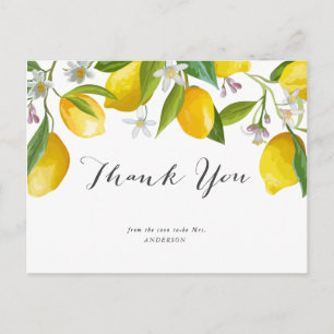 Lemon themed, summer Bridal shower thank you Postcard