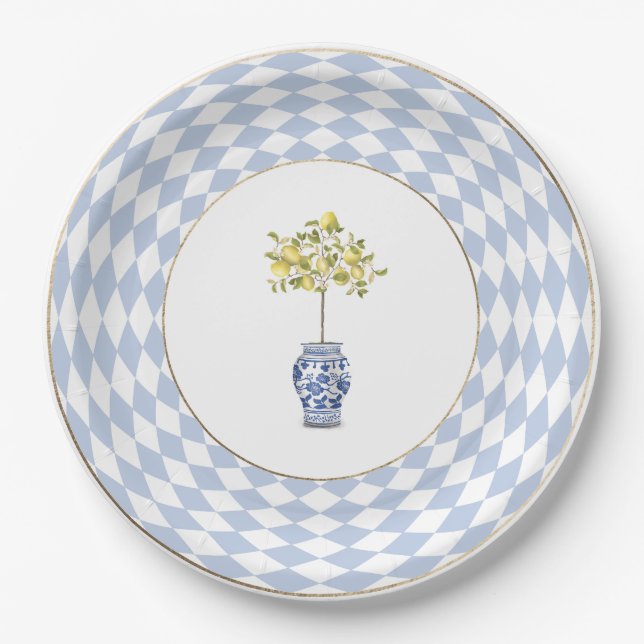 Lemon Topiary Round Paper Plate (Front)