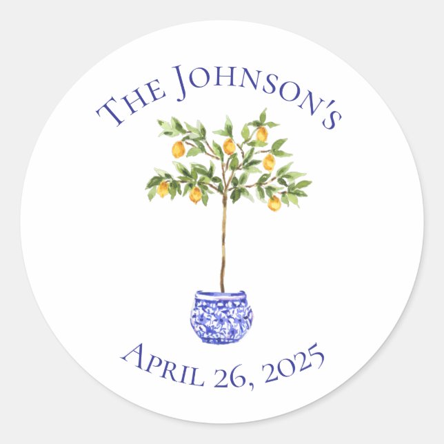 Lemon Topiary - Round Stickers (Front)