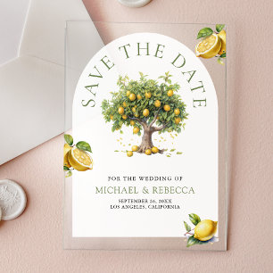 Lemon Tree Arch Wedding Save the Date Acrylic Invitations
