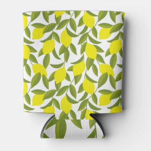 Lemon Tree Art: Yellow Citrus Seamless Pattern Can Cooler