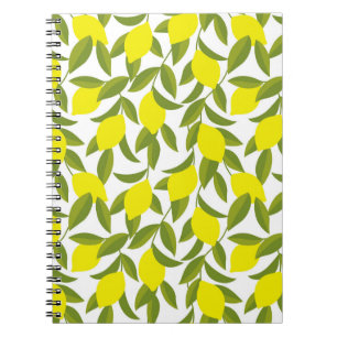 Lemon Tree Art: Yellow Citrus Seamless Pattern Notebook