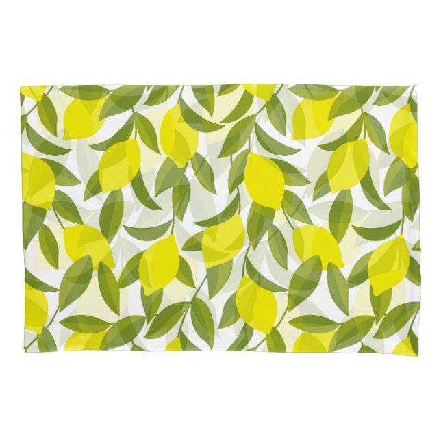 Lemon Tree Art: Yellow Citrus Seamless Pattern Pillowcase (Front)