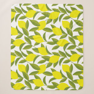 Lemon Tree Art: Yellow Citrus Seamless Pattern Sherpa Blanket
