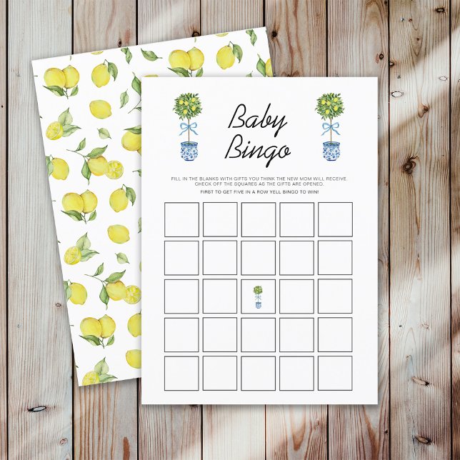 Lemon Tree Baby Shower Bingo Game Card (Creator Uploaded)