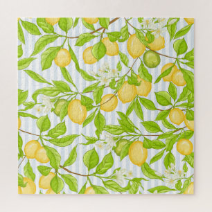 Lemon Tree Branch: Striped Seamless Pattern Jigsaw Puzzle