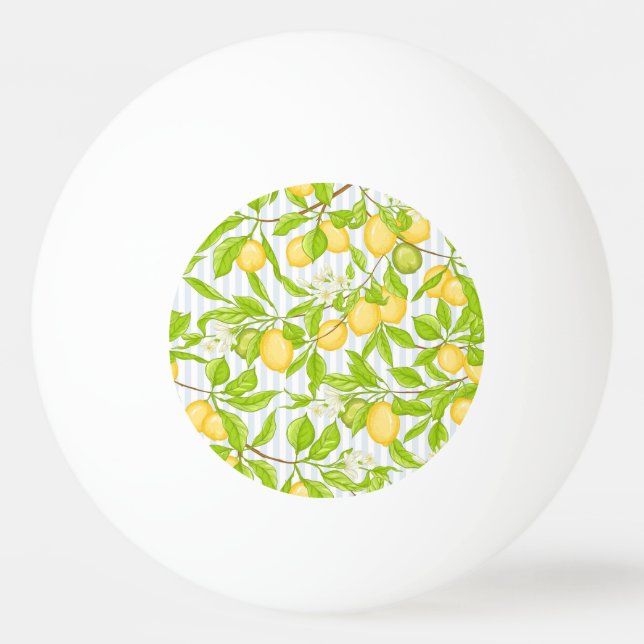 Lemon Tree Branch: Striped Seamless Pattern Ping Pong Ball (Front)