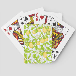 Lemon Tree Branch: Striped Seamless Pattern Playing Cards