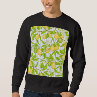 Lemon Tree Branch: Striped Seamless Pattern Sweatshirt