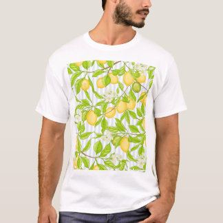 Lemon Tree Branch: Striped Seamless Pattern T-Shirt
