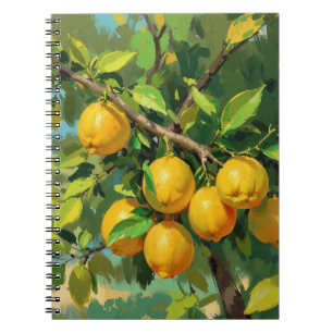Lemon Tree Branch with Bright Yellow Fruit Notebook