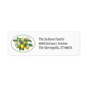Lemon Tree Branches Watercolor Label Return Address Label