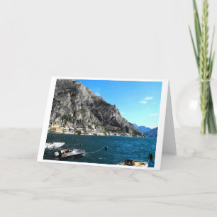 Lemon tree houses at the waters edge of Lake Garda Holiday Card