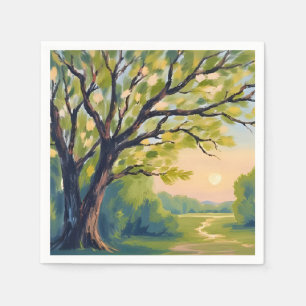 Lemon Tree Italian Landscape Painting Napkin